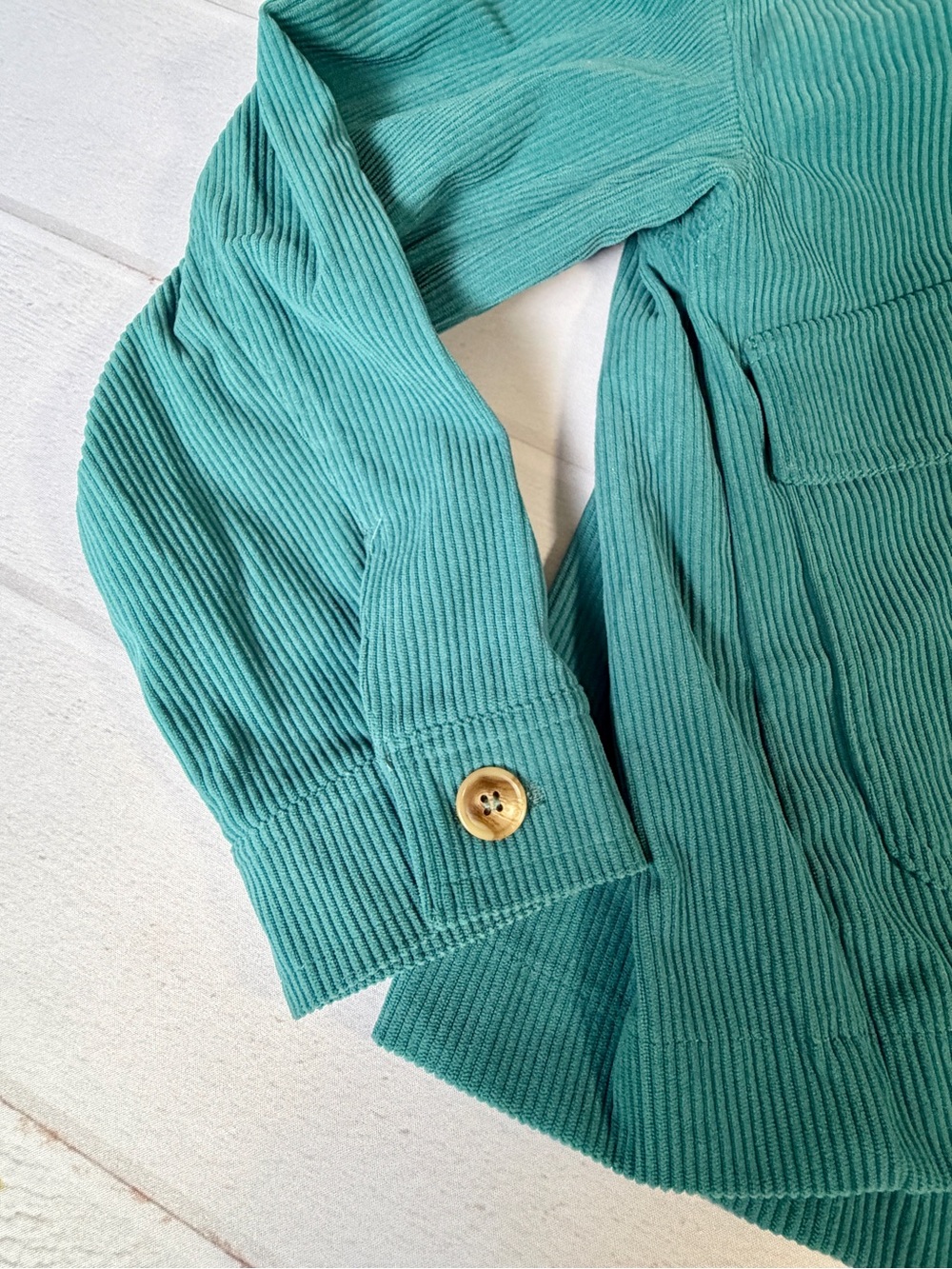 Avec Les Filles Teal Corduroy Cropped Utility Shacket Jacket M - Picture 8 of 8